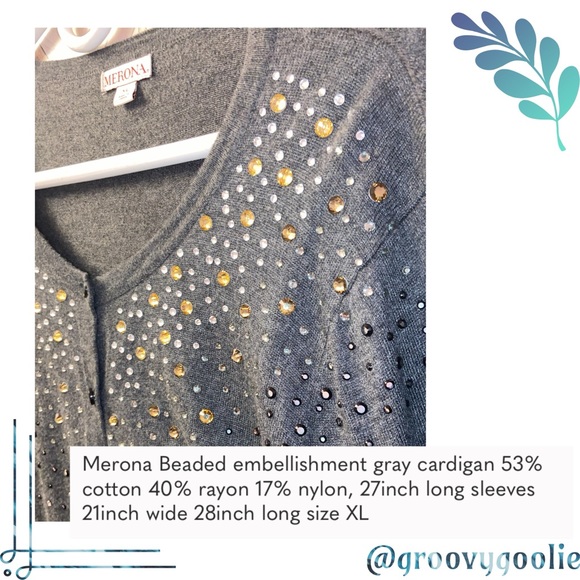 Gray Jewel Embellished Cardigan XL - Picture 2 of 8
